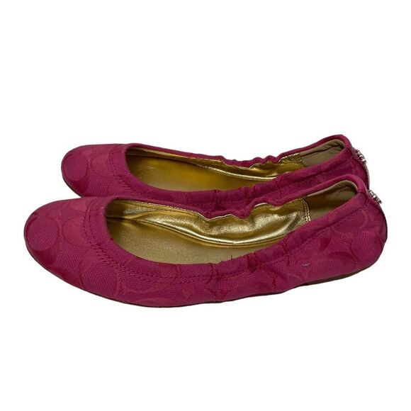Coach Pink Logo Round Toe Flats - Picture 1 of 8